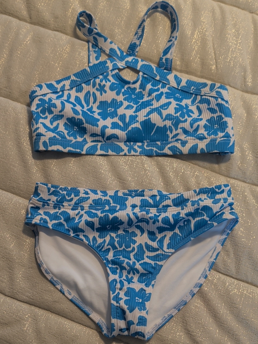 abercrombie kids Blue and White Floral Two-Piece Swim Set